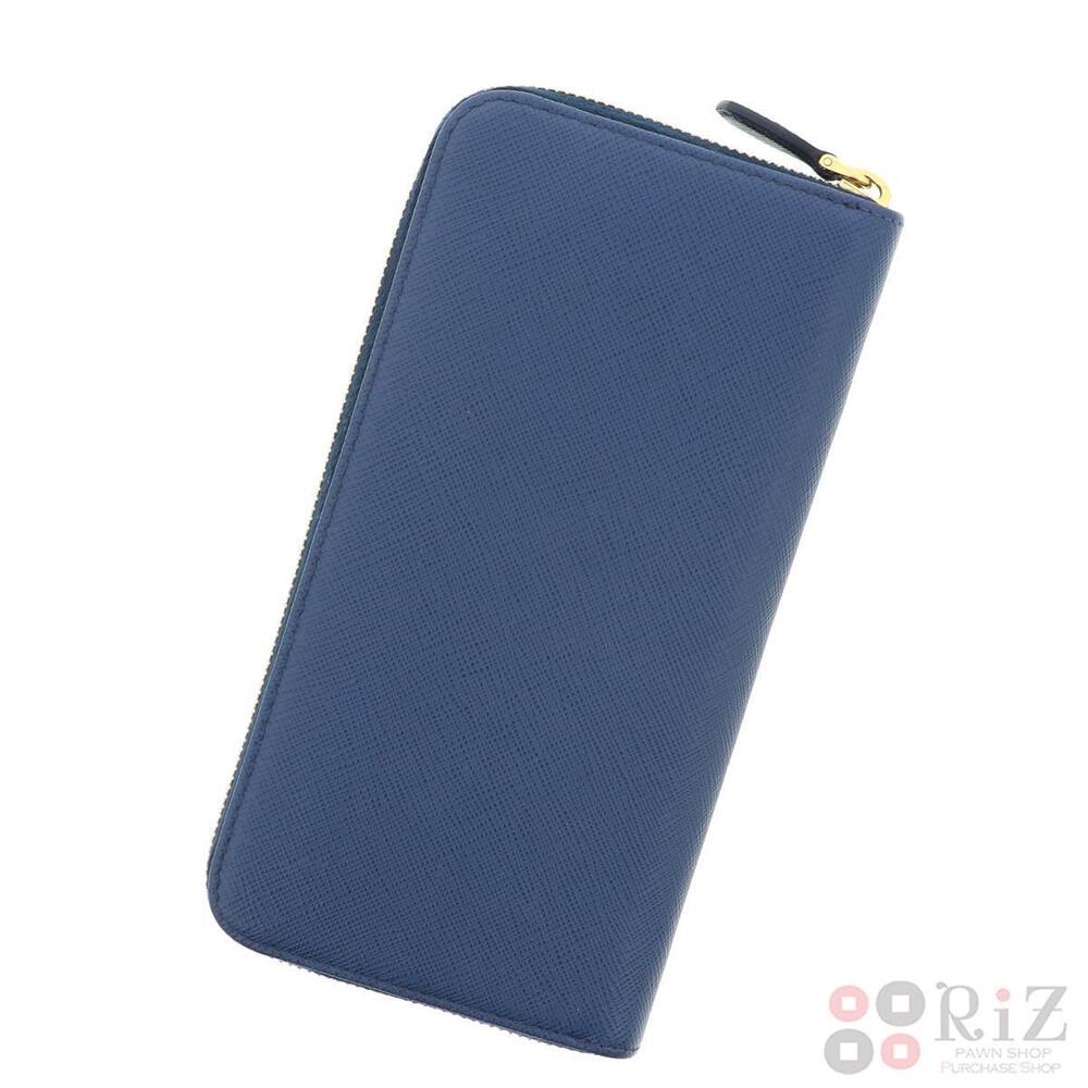 PRADA Round Zipper Long Wallet Saffiano Navy Blue - Picture 6 of 6